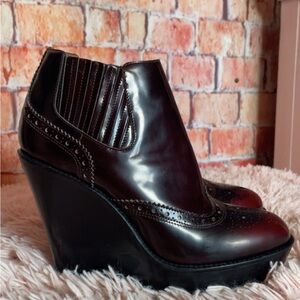 Burberry Burgundy and Black Wedge Ankle Boots